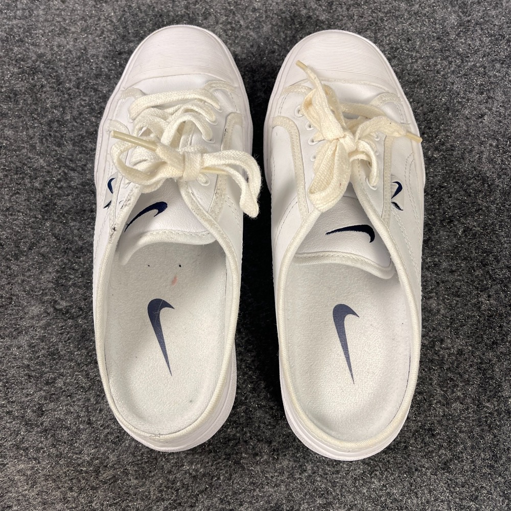 Vintage Nike Womens Leather Mules 6.5 White Slip On Sneakers Casual Shoes Y2K - Picture 7 of 9